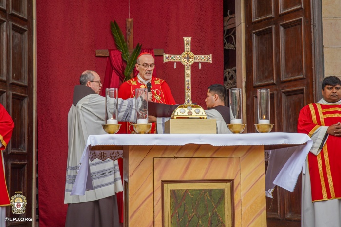 皮扎巴拉樞機主教主持棕枝主日彌撒。(翻攝自FB@Latin Patriarchate of Jerusalem)